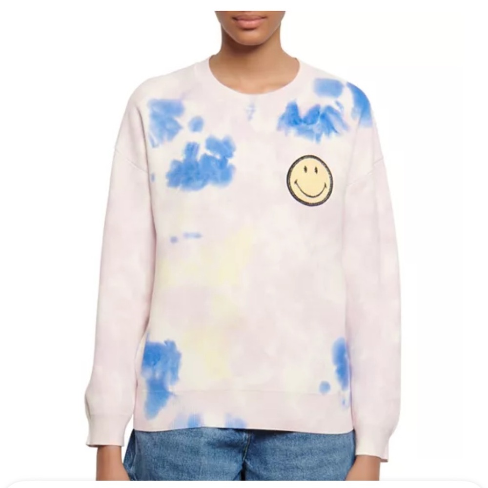 Sandro Dayey Tie-Dyed Smiley Sweater